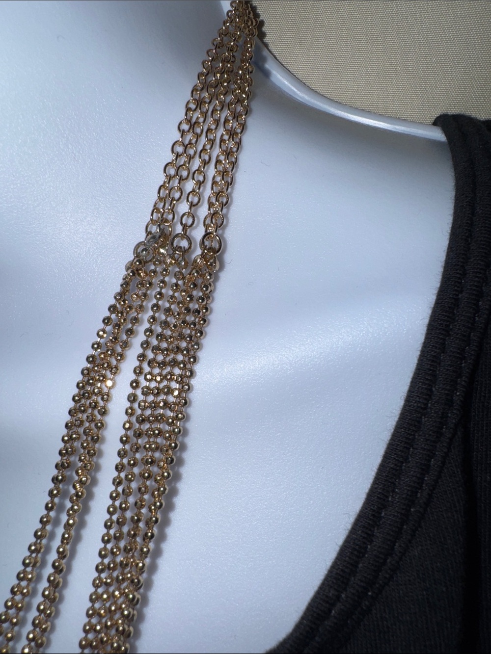 Gold Multi-Layer Statement Necklace - Women Jewelry - Picture 4 of 5